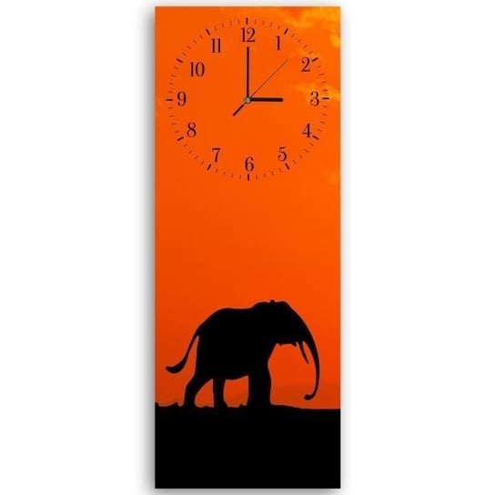 Zegar ścienny FEEBY, Afryka Słoń Pomarańczowy 25x65 Feeby