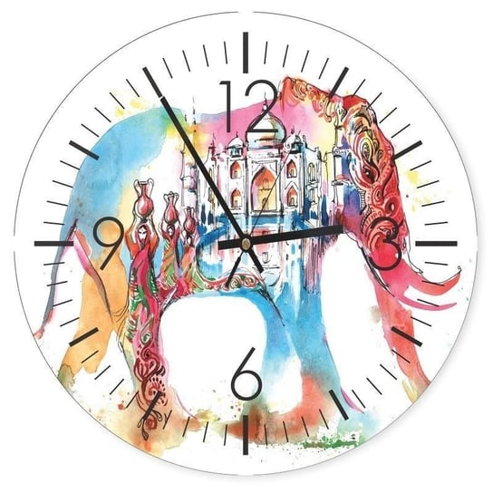 Zegar ścienny FEEBY, Kolorowy Słoń 60x60 Feeby