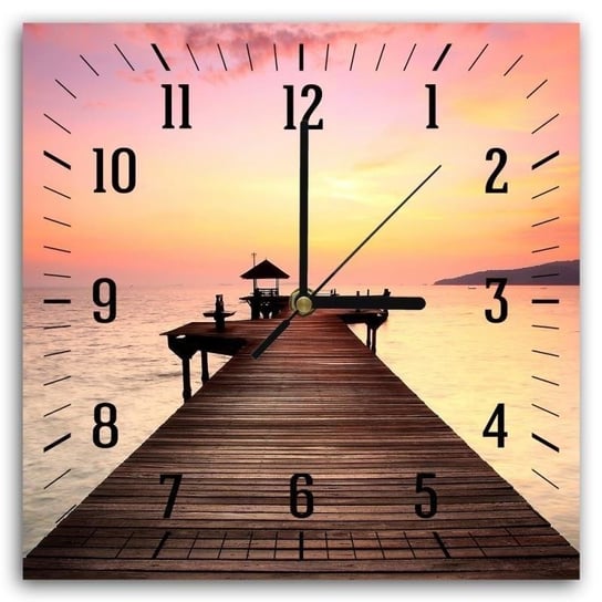 Zegar ścienny FEEBY, Pomost Jezioro Zachód Słońca 50x50 Feeby