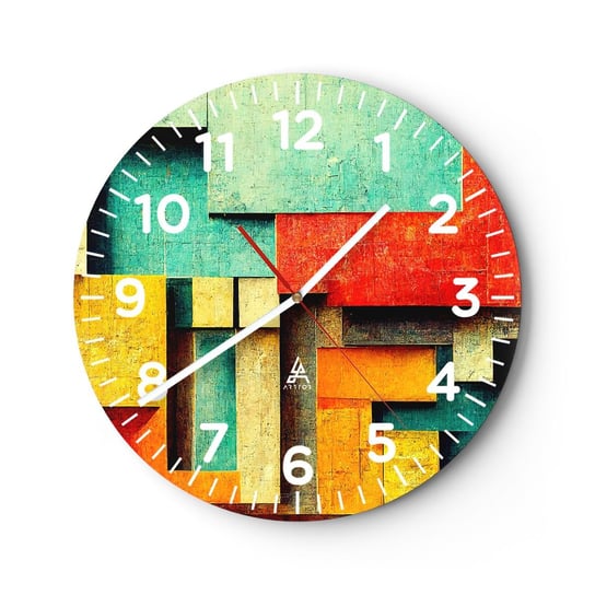Zegar ścienny - Festiwal kątów prostych - 30x30cm - 3D Sztuka Geometryczny - Okrągły zegar ścienny - Nowoczeny Stylowy Zegar do salonu do kuchni - Cichy i Modny zegar ARTTOR