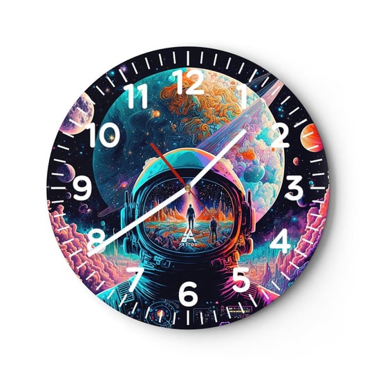 Zegar ścienny - Filozofom się nie śniło - 30x30cm - Astronauta Futurystyczny Kosmos - Okrągły zegar ścienny - Nowoczeny Stylowy Zegar do salonu do kuchni - Cichy i Modny zegar ARTTOR