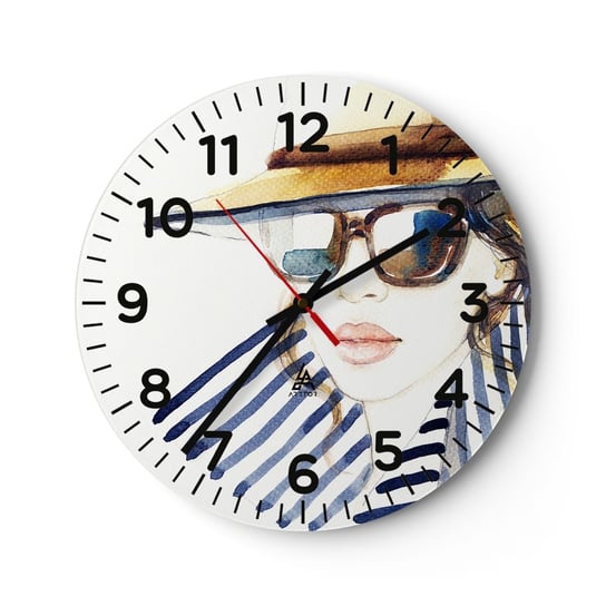 Zegar ścienny - Floryda wita! - 30x30cm - Twarz Kobiety Portret Kobiety Moda - Okrągły zegar ścienny - Nowoczeny Stylowy Zegar do salonu do kuchni - Cichy i Modny zegar ARTTOR