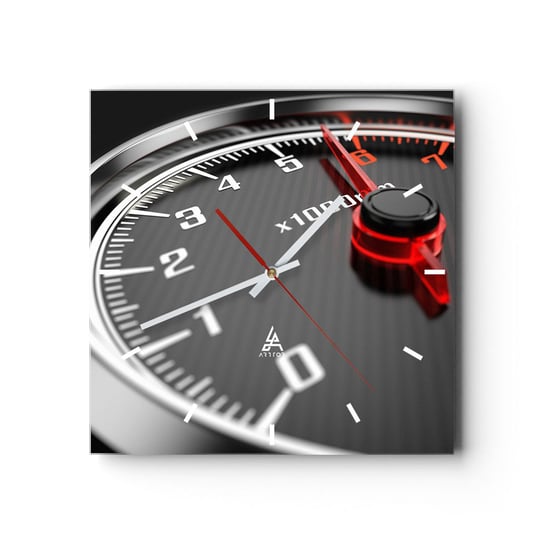 Zegar ścienny - Gaz do dechy - 30x30cm - Motoryzacja Prędkościomierz 3D - Kwadratowy zegar na szkle - Nowoczeny Stylowy Zegar do salonu do kuchni - Cichy i Modny zegar ARTTOR