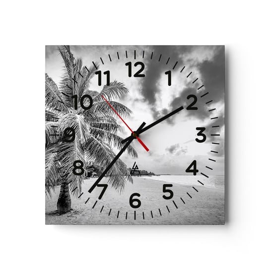 Zegar ścienny - Gdy tęsknisz do samotności… - 30x30cm - Krajobraz Plaża Ocean - Kwadratowy zegar ścienny - Nowoczeny Stylowy Zegar do salonu do kuchni - Cichy i Modny zegar ARTTOR