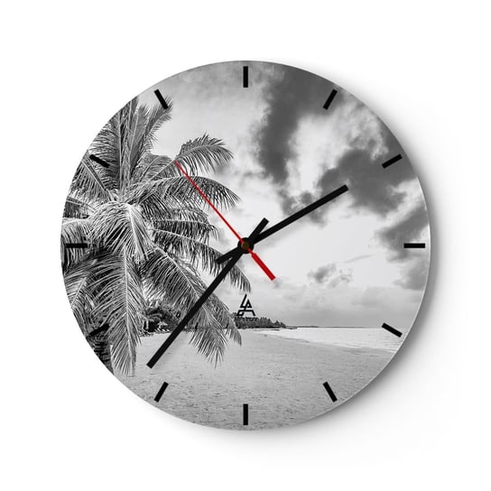 Zegar ścienny - Gdy tęsknisz do samotności… - 30x30cm - Krajobraz Plaża Ocean - Okrągły zegar na szkle - Nowoczeny Stylowy Zegar do salonu do kuchni - Cichy i Modny zegar ARTTOR