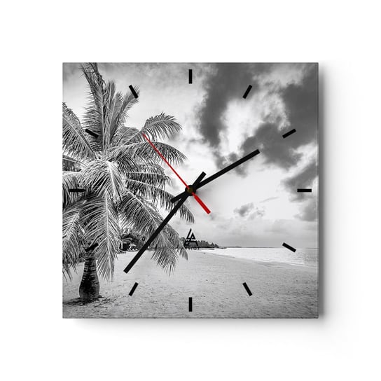 Zegar ścienny - Gdy tęsknisz do samotności… - 40x40cm - Krajobraz Plaża Ocean - Kwadratowy zegar ścienny - Nowoczeny Stylowy Zegar do salonu do kuchni - Cichy i Modny zegar ARTTOR