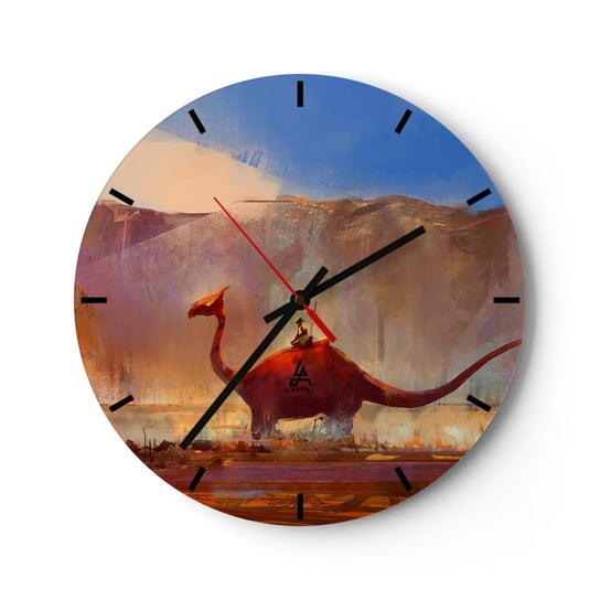 Zegar ścienny - Gdyby nie wyginęły - 40x40cm - Abstrakcja Dinozaur Fantasy - Okrągły zegar ścienny - Nowoczeny Stylowy Zegar do salonu do kuchni - Cichy i Modny zegar ARTTOR