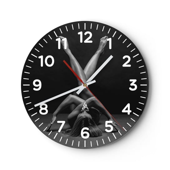 Zegar ścienny - Geometria nagości - 40x40cm - Kobieta Sztuka Ciało - Okrągły zegar szklany - Nowoczeny Stylowy Zegar do salonu do kuchni - Cichy i Modny zegar ARTTOR