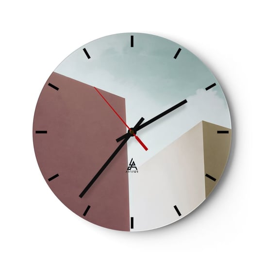 Zegar ścienny - Geometria słonecznego lata - 40x40cm - Budynki Architektura Trójwymiarowy - Okrągły zegar ścienny - Nowoczeny Stylowy Zegar do salonu do kuchni - Cichy i Modny zegar ARTTOR