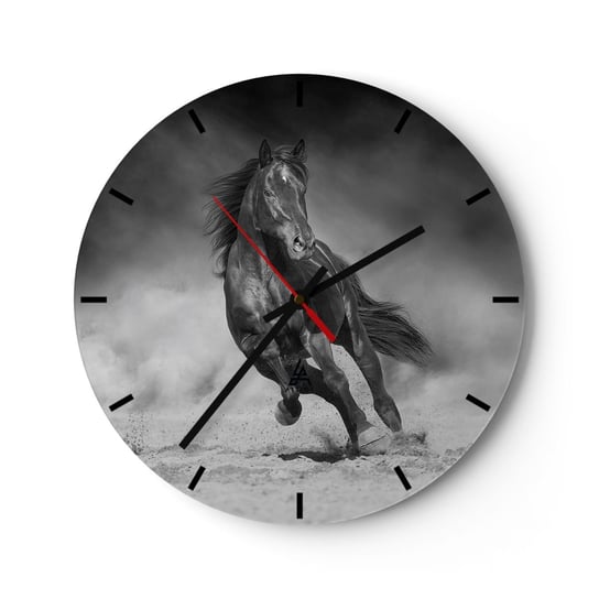 Zegar ścienny - Godny samego emira - 30x30cm - Koń Zwierzęta Natura - Okrągły zegar na szkle - Nowoczeny Stylowy Zegar do salonu do kuchni - Cichy i Modny zegar ARTTOR