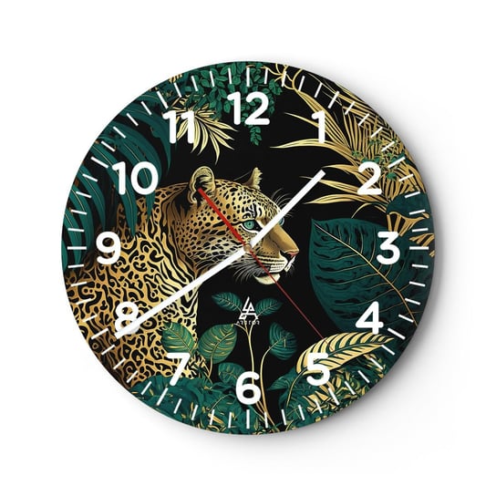 Zegar ścienny - Gospodarz w dżungli - 30x30cm - Lampart Dżungla Tropikalny - Okrągły zegar ścienny - Nowoczeny Stylowy Zegar do salonu do kuchni - Cichy i Modny zegar ARTTOR