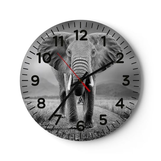 Zegar ścienny - Gospodarz wita - 30x30cm - Słoń Zwierzęta Krajobraz - Okrągły zegar ścienny - Nowoczeny Stylowy Zegar do salonu do kuchni - Cichy i Modny zegar ARTTOR