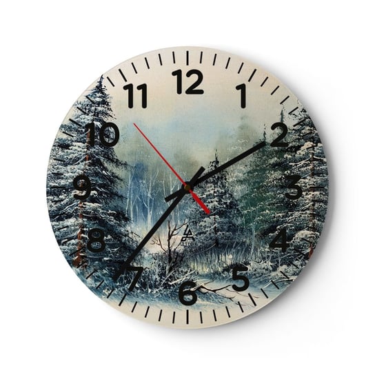 Zegar ścienny - Gotowe do Świąt - 30x30cm - Krajobraz Las Natura - Okrągły zegar ścienny - Nowoczeny Stylowy Zegar do salonu do kuchni - Cichy i Modny zegar ARTTOR