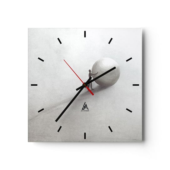 Zegar ścienny - Gra życia - 30x30cm - Abstrakcja Sztuka Człowiek - Kwadratowy zegar na szkle - Nowoczeny Stylowy Zegar do salonu do kuchni - Cichy i Modny zegar ARTTOR