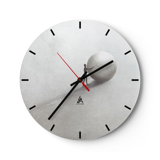Zegar ścienny - Gra życia - 30x30cm - Abstrakcja Sztuka Człowiek - Okrągły zegar na szkle - Nowoczeny Stylowy Zegar do salonu do kuchni - Cichy i Modny zegar ARTTOR
