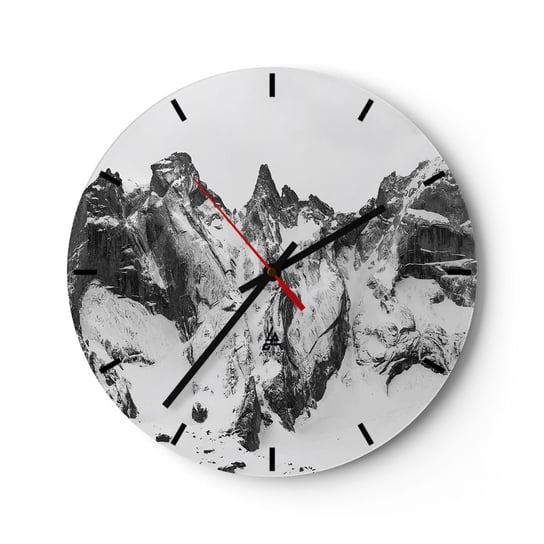 Zegar ścienny - Granitowa groźna grań - 40x40cm - Krajobraz Góry Alpy - Okrągły zegar ścienny - Nowoczeny Stylowy Zegar do salonu do kuchni - Cichy i Modny zegar ARTTOR