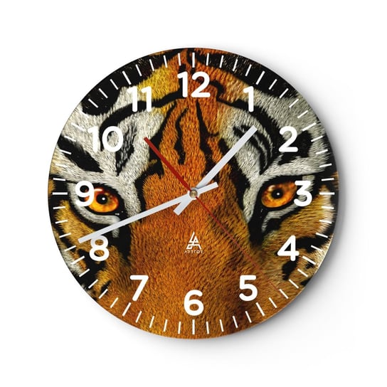 Zegar ścienny - Groźny i piękny - 30x30cm - Zwierzęta Tygrys Afryka - Okrągły zegar ścienny - Nowoczeny Stylowy Zegar do salonu do kuchni - Cichy i Modny zegar ARTTOR