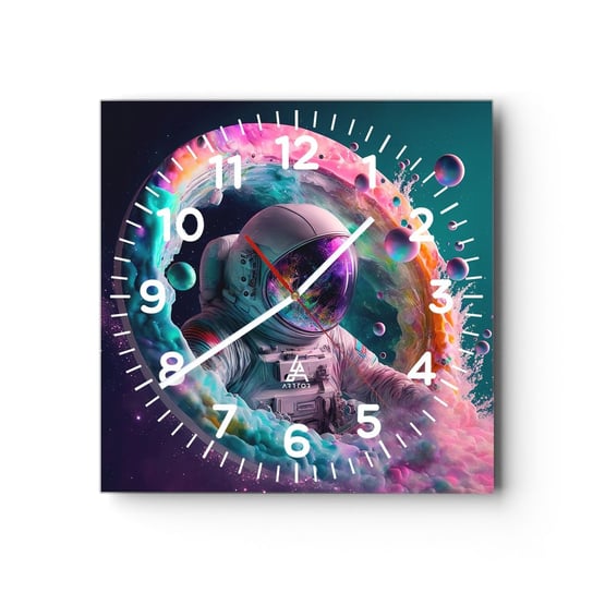 Zegar ścienny - Gwiezdne wrota - 30x30cm - Astronauta Galaktyka Futurystyczny - Kwadratowy zegar ścienny - Nowoczeny Stylowy Zegar do salonu do kuchni - Cichy i Modny zegar ARTTOR