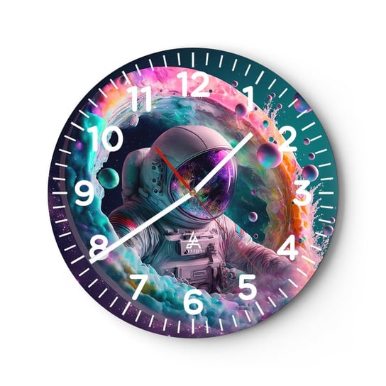 Zegar ścienny - Gwiezdne wrota - 30x30cm - Astronauta Galaktyka Futurystyczny - Okrągły zegar ścienny - Nowoczeny Stylowy Zegar do salonu do kuchni - Cichy i Modny zegar ARTTOR