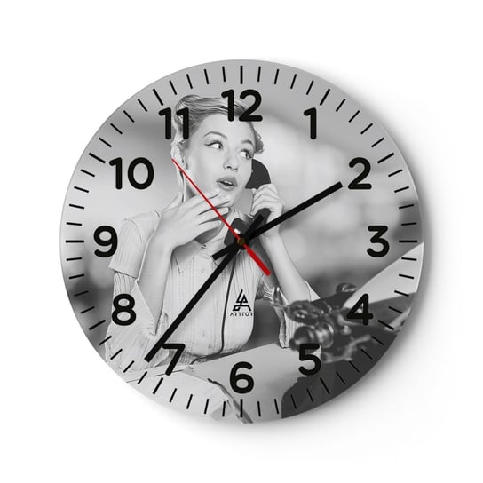Zegar ścienny - Halo, tu lata 50. - 30x30cm - Vintage Czarno-Biały Retro - Okrągły zegar ścienny - Nowoczeny Stylowy Zegar do salonu do kuchni - Cichy i Modny zegar ARTTOR