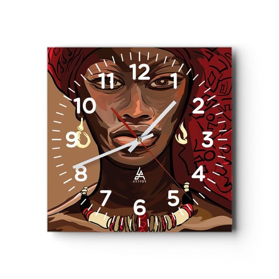 Zegar ścienny - Hebanowa Wenus - 30x30cm - Kobieta Afryka Kultura - Kwadratowy zegar ścienny - Nowoczeny Stylowy Zegar do salonu do kuchni - Cichy i Modny zegar ARTTOR