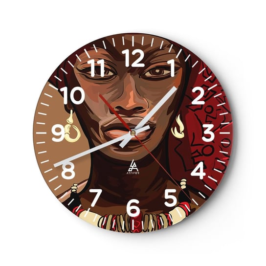 Zegar ścienny - Hebanowa Wenus - 30x30cm - Kobieta Afryka Kultura - Okrągły zegar ścienny - Nowoczeny Stylowy Zegar do salonu do kuchni - Cichy i Modny zegar ARTTOR