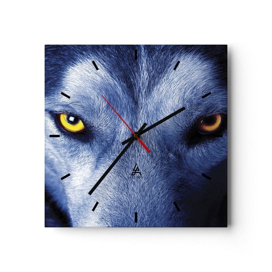Zegar ścienny - Hipnotyzujące spojrzenie - 30x30cm - Zwierzęta Wilk Oczy - Kwadratowy zegar na szkle - Nowoczeny Stylowy Zegar do salonu do kuchni - Cichy i Modny zegar ARTTOR