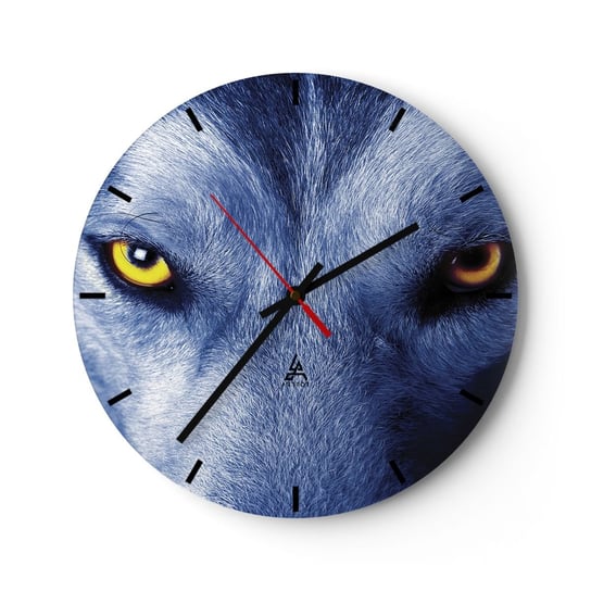 Zegar ścienny - Hipnotyzujące spojrzenie - 30x30cm - Zwierzęta Wilk Oczy - Okrągły zegar na szkle - Nowoczeny Stylowy Zegar do salonu do kuchni - Cichy i Modny zegar ARTTOR