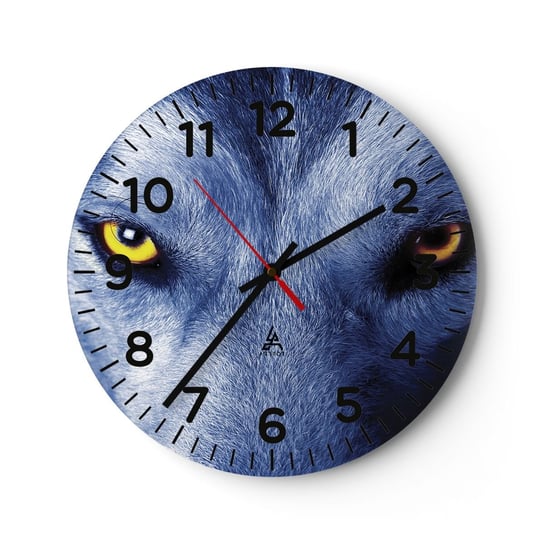 Zegar ścienny - Hipnotyzujące spojrzenie - 40x40cm - Zwierzęta Wilk Oczy - Okrągły zegar szklany - Nowoczeny Stylowy Zegar do salonu do kuchni - Cichy i Modny zegar ARTTOR