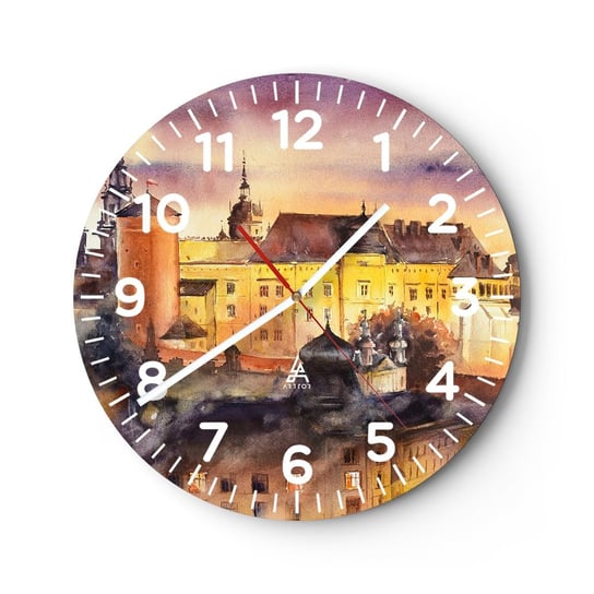 Zegar ścienny - Historia i baśń - 30x30cm - Zamek Klasyczny Architektura - Okrągły zegar ścienny - Nowoczeny Stylowy Zegar do salonu do kuchni - Cichy i Modny zegar ARTTOR