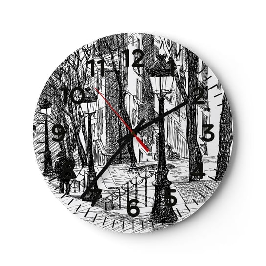 Zegar ścienny - Historia miłosna czy opowieśc grozy? - 30x30cm - Montmartre Architektura Paryż - Okrągły zegar ścienny - Nowoczeny Stylowy Zegar do salonu do kuchni - Cichy i Modny zegar ARTTOR