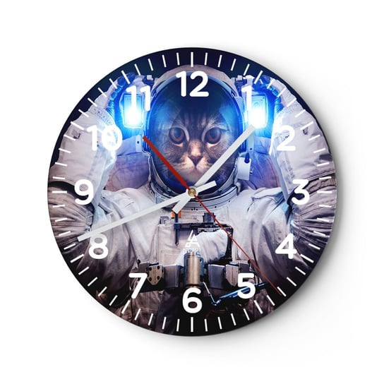 Zegar ścienny - Houston, macie problem - 30x30cm - Abstrakcja Astronauta Kosmos - Okrągły zegar ścienny - Nowoczeny Stylowy Zegar do salonu do kuchni - Cichy i Modny zegar ARTTOR