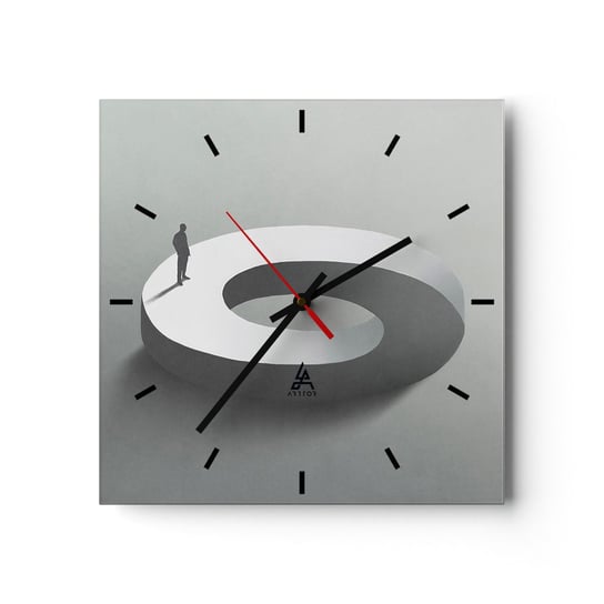 Zegar ścienny - I bądź tu mądry - 40x40cm - Człowiek 3D Biznesman - Kwadratowy zegar ścienny - Nowoczeny Stylowy Zegar do salonu do kuchni - Cichy i Modny zegar ARTTOR