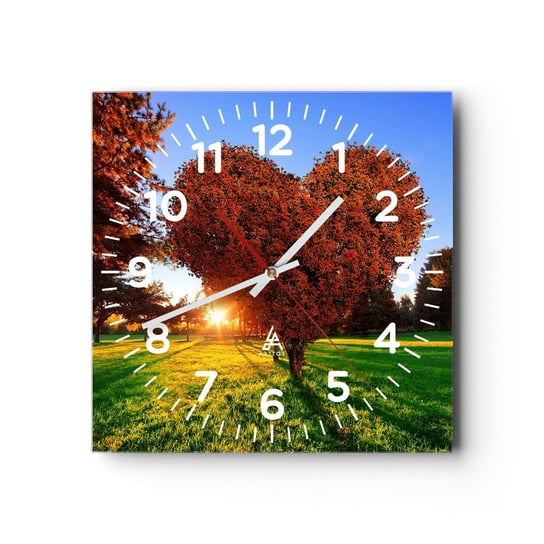 Zegar ścienny - I jak nie kochać jesieni - 30x30cm - Krajobraz Drzewo Promienie Słońca - Kwadratowy zegar ścienny - Nowoczeny Stylowy Zegar do salonu do kuchni - Cichy i Modny zegar ARTTOR