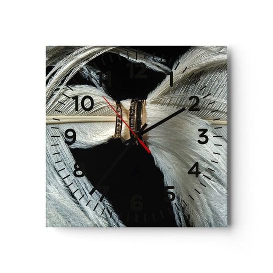Zegar ścienny - ...i nie opuszczę Cię… - 30x30cm - Ptasie Pióra Biżuteria Vintage - Kwadratowy zegar ścienny - Nowoczeny Stylowy Zegar do salonu do kuchni - Cichy i Modny zegar ARTTOR