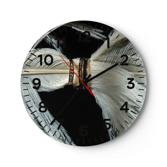 Zegar ścienny - ...i nie opuszczę Cię… - 30x30cm - Ptasie Pióra Biżuteria Vintage - Okrągły zegar ścienny - Nowoczeny Stylowy Zegar do salonu do kuchni - Cichy i Modny zegar ARTTOR