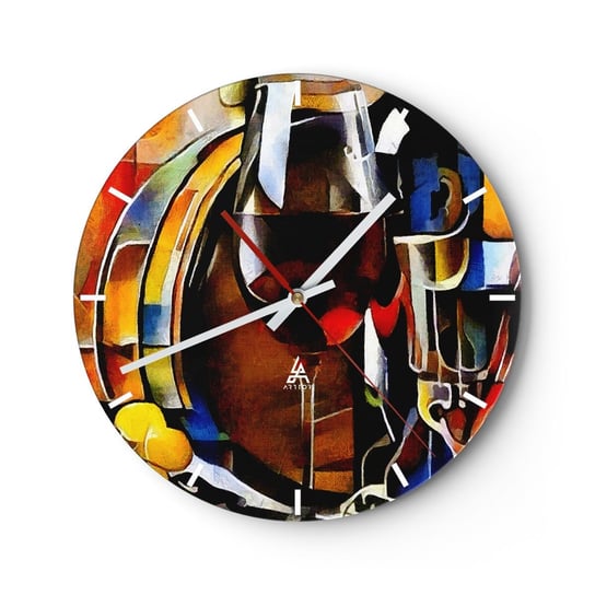 Zegar ścienny - I świat nabiera barw - 40x40cm - Abstrakcja Kubizm Sztuka - Okrągły zegar ścienny - Nowoczeny Stylowy Zegar do salonu do kuchni - Cichy i Modny zegar ARTTOR