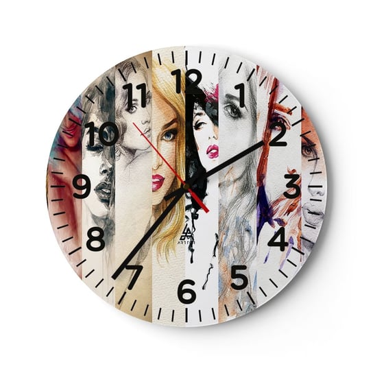 Zegar ścienny -  I zawsze to TY - 30x30cm - Kobieta Twarz Kobiety Portret - Okrągły zegar ścienny - Nowoczeny Stylowy Zegar do salonu do kuchni - Cichy i Modny zegar ARTTOR
