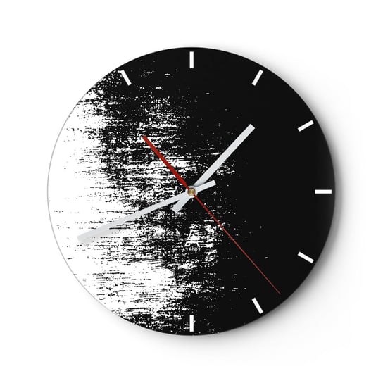 Zegar ścienny - I zwycięzcą jest… - 30x30cm - Abstrakcja Sztuka Czarno-Biały - Okrągły zegar na szkle - Nowoczeny Stylowy Zegar do salonu do kuchni - Cichy i Modny zegar ARTTOR