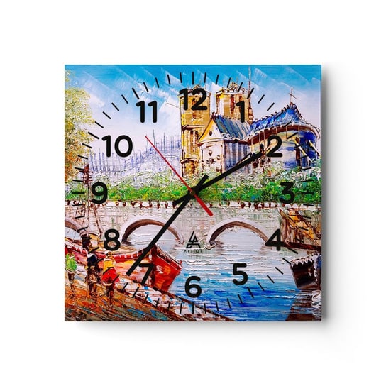 Zegar ścienny - Ich czas nigdy nie mija - 30x30cm - Miasto Paryż Architektura - Kwadratowy zegar ścienny - Nowoczeny Stylowy Zegar do salonu do kuchni - Cichy i Modny zegar ARTTOR