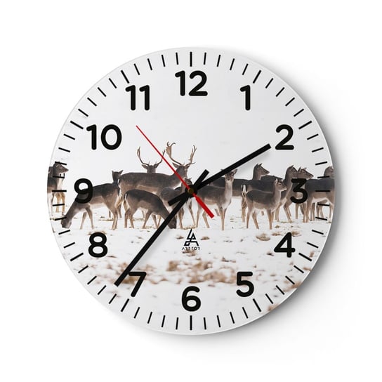 Zegar ścienny - Idą święta? - 30x30cm - Zwierzęta Jeleń Natura - Okrągły zegar ścienny - Nowoczeny Stylowy Zegar do salonu do kuchni - Cichy i Modny zegar ARTTOR
