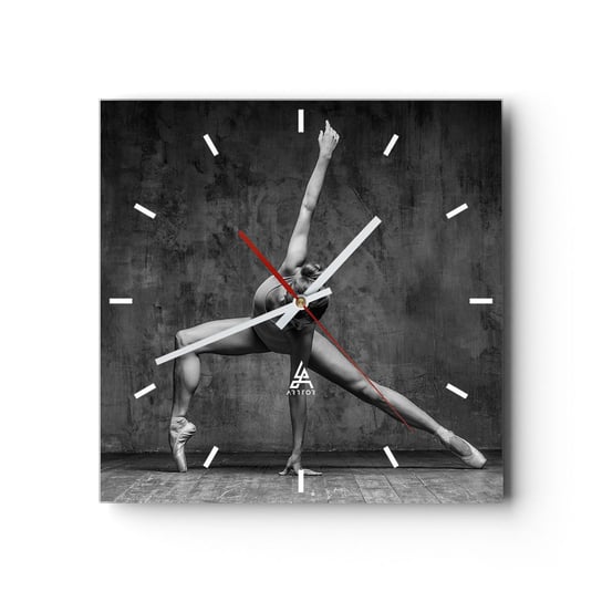 Zegar ścienny - Ideał równowagi - 30x30cm - Gimnastyka Balet Taniec - Kwadratowy zegar na szkle - Nowoczeny Stylowy Zegar do salonu do kuchni - Cichy i Modny zegar ARTTOR