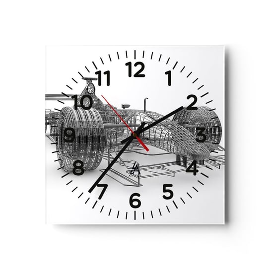 Zegar ścienny - Idealna konstrukcja - idea pędu - 30x30cm - 3D Samochód Wyścigowy Grafika - Kwadratowy zegar ścienny - Nowoczeny Stylowy Zegar do salonu do kuchni - Cichy i Modny zegar ARTTOR