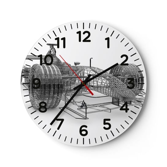 Zegar ścienny - Idealna konstrukcja - idea pędu - 30x30cm - 3D Samochód Wyścigowy Grafika - Okrągły zegar ścienny - Nowoczeny Stylowy Zegar do salonu do kuchni - Cichy i Modny zegar ARTTOR