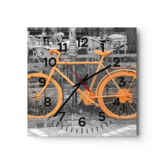 Zegar ścienny - Idź, ja tu poczekam - 30x30cm - Rower Vintage Miasto Podróże - Kwadratowy zegar ścienny - Nowoczeny Stylowy Zegar do salonu do kuchni - Cichy i Modny zegar ARTTOR