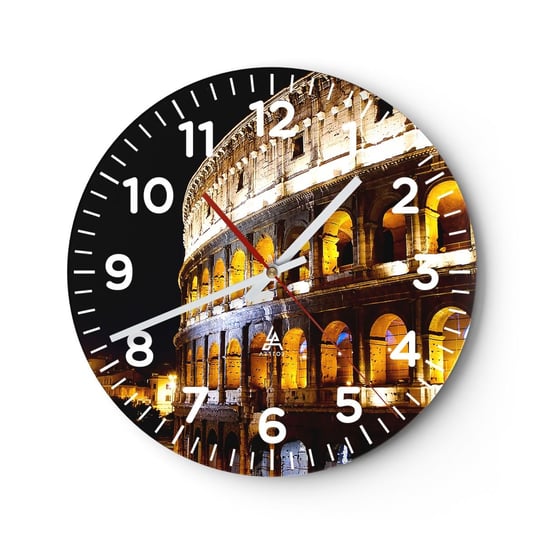 Zegar ścienny - Igrzyska czas zacząć - 30x30cm - Architektura Rzym Koloseum - Okrągły zegar ścienny - Nowoczeny Stylowy Zegar do salonu do kuchni - Cichy i Modny zegar ARTTOR