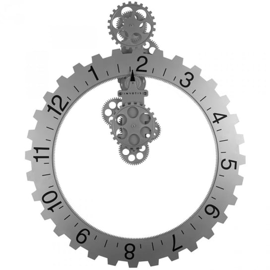 Zegar ścienny INVOTIS Koło Zębate Big Hour Wheel Clock, srebrny, 55 cm INVOTIS