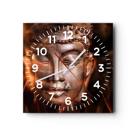 Zegar ścienny - Istnieje tylko tu i teraz - 30x30cm - Budda Religia Azja - Kwadratowy zegar ścienny - Nowoczeny Stylowy Zegar do salonu do kuchni - Cichy i Modny zegar ARTTOR