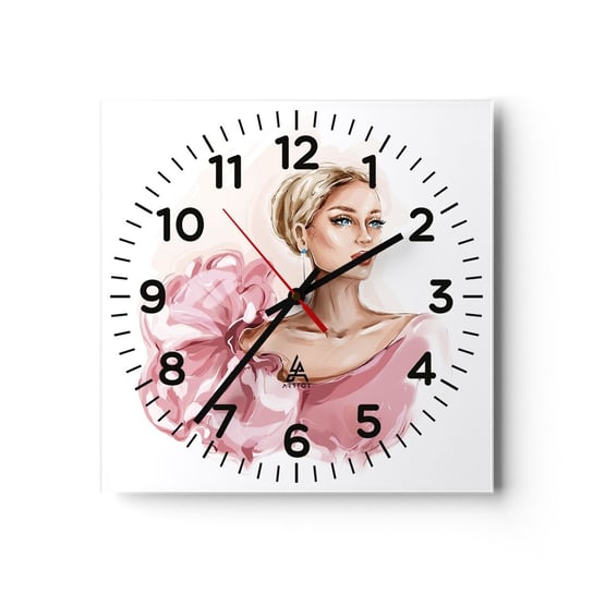 Zegar ścienny - Jak  malowana… - 30x30cm - Kobieta Moda Grafika - Kwadratowy zegar ścienny - Nowoczeny Stylowy Zegar do salonu do kuchni - Cichy i Modny zegar ARTTOR