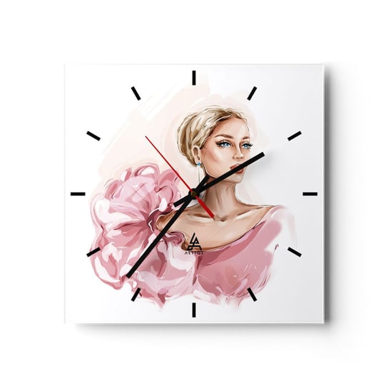 Zegar ścienny - Jak  malowana… - 40x40cm - Kobieta Moda Grafika - Kwadratowy zegar ścienny - Nowoczeny Stylowy Zegar do salonu do kuchni - Cichy i Modny zegar ARTTOR